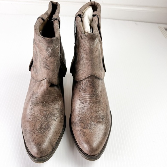 Mia Booties women's 8.5 western short Gambit western foldover ankle boots brown - Picture 6 of 12